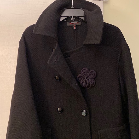 Escada Beautiful Virgin Wool Stretch Black Full Length Coat Made in Italy 🇮🇹 - Picture 2 of 16
